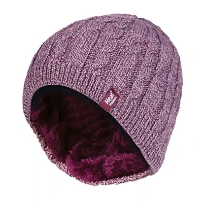 Abbildung von HEAT HOLDERS Damen Outdoor Winter Warm Beanie Strickmütze mit Innen Fleece (One Size, Rose (Alesund))