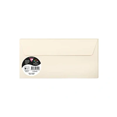 Abbildung von Clairefontaine 26445C Packung mit 5 Umschlägen Pollen, selbstklebend, Format DL 11x22 cm, Premium glattes Papier 120g, ideal für Ihre Einladungen und Korrespondenz, Elfenbein, 1 Pack