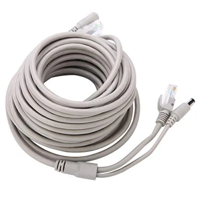 Abbildung von ASHATA RJ45+DC Ethernet CCTV Kabel, 5,5 x 2,5 mm DC Strom Stecker auf Buchse Anschlusskabel,10/100 Mbps Videoüberwachung Cat 5 Verlängerung Kabel für IP Kamera/NVR System (15M)