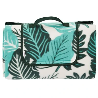 Abbildung von Amazon Basics Reisezubehör Reisedecke mit wasserdichter Unterseite, 200 x cm, Blattdesign