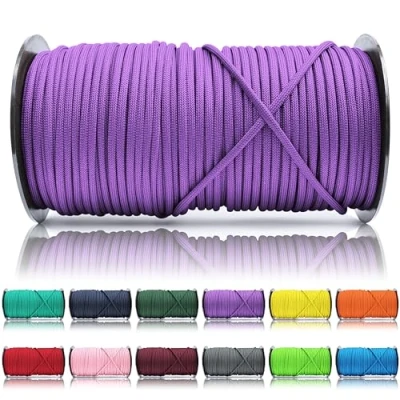 Abbildung von Ganzoo Paracord 550 Seil Flieder 4mm Schnur Typ 3, Nylon &amp; Polyester, ideal für Basteln von Hundeleine Halsband Armband/Camping Survival und Outdoor 100 Meter Allzweckseil 7 Innenstränge