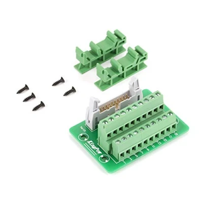 Abbildung von Keenso IDC20P Breakout Board, DC20P 20 Polig Stiftleiste Board Hutscheine Stromversorgungsmodul Klemmenanschluss SPS Schnittstelle mit Halterung