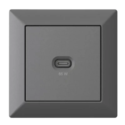 Abbildung von Unterputz USB Ladestation, C 65 Watt Charger, anthrazit