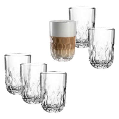 Abbildung von LEONARDO Latte Macchiato Glas GOCCE, 380 ml, 6er Set, Glas, 2. Variante, mit Tropfenrelief