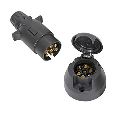 Abbildung von TAEUYYM Anhänger Stecker 7 Polig und Steckdose Polig, 12V Wasserdicht Für LKW RV KFZ Traktor Zubehör(Schraubenende)