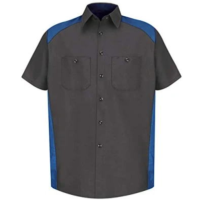 Abbildung von Red Kap Herren Men&#039;s Short Sleeve Motorsports Shirt Hemd, Kohle/Königsblau, X Groß