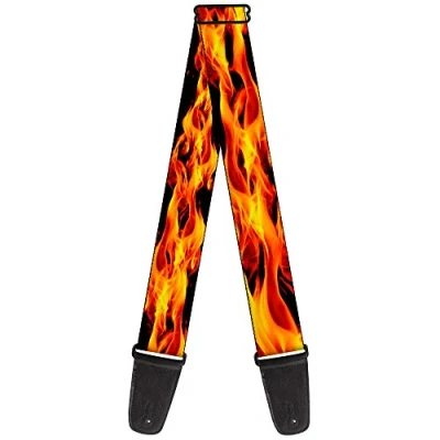 Abbildung von buckle down Gitarrengurt Flames Vivid Black/Orange, 2&quot; Wide 29 54&quot; Length