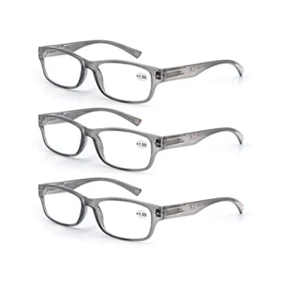 Abbildung von 3 Pack Lesebrille 2.75 Herren/Damen,Gute Brillen,Hochwertig,Rechteckig,Komfortabel,Super Lesehilfe,fur Manner und Frauen,(3 Grau)