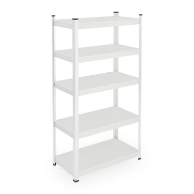 Abbildung von Relaxdays Schwerlastregal, HBT: 150 x 75 30 cm, 875 kg, Stahl, 5 Ebenen, Lagerregal, Keller, Garage, zum Stecken, weiß, Kunststoff
