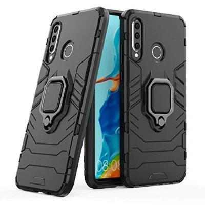 Abbildung von cofi1453 Ring Armor Kickstand Schutzhülle Bumper kompatibel mit Samsung Galaxy A70 (A705F) Silikon Hard Case Hülle Zubehör Tasche Schwarz