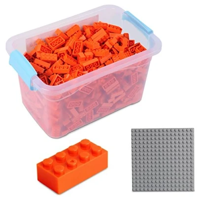 Abbildung von Bausteine 520 Stück, Kompatibel zu Allen Anderen Herstellern Inklusive Box und Grundplatte, Orange