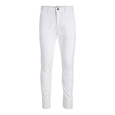 Abbildung von Herren Jack &amp; Jones Chino Hose Stretch Pants Konischer Schnitt Slim Fit Look JPSTMARCO JJBOWIE, Farben:Weiß, Größe Hosen:32W / 32L, Z Länge:L32