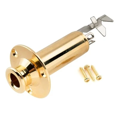 Abbildung von Musiclily Pro 6,35mm Mono Stereo Endpin Ausgangs Klinkenbuchse für Akustikgitarre Bass, Gold