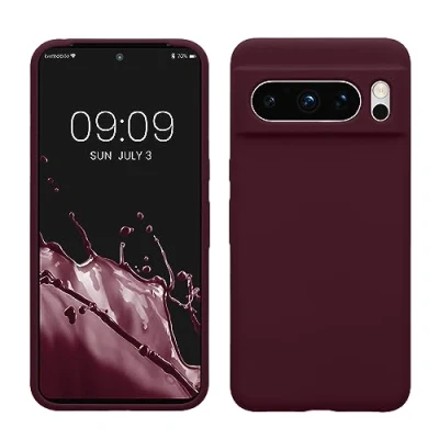 Abbildung von kwmobile Hülle kompatibel mit Google Pixel 8 Pro Silikon Handy Case Handyhülle weiche Oberfläche kabelloses Laden Bordeaux Violett