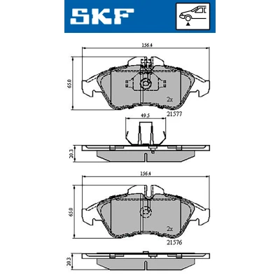 Abbildung von SKF VKBP 80254 Bremsbelagsatz für Verschleißwarnanzeiger vorbereitet MERCEDES BENZ: Sprinter 3 T Kastenwagen, Vito Bus