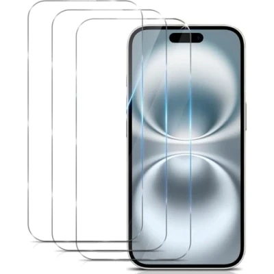 Abbildung von 3 Stück Panzer Schutz Gehärtetem Glas für iPhone 16 Plus, 15 Pro Max, Plus Full Screen Schutzfolie Displayschutz Folie Anti Kratzen 9H Härte HD Displayschutzfolie 6,7 Zoll Ultra Klar