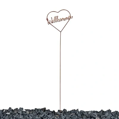 Abbildung von Levandeo® Dekoobjekt, Gartenstecker Stele Herz Garten Deko H88cm Willkommen Rost Rostdeko
