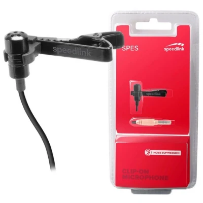 Abbildung von Speedlink SPES Clip On Microphone Ansteckmikrofon mit Halteklipp, Rauschunterdrückung, zum Anstecken, schwarz