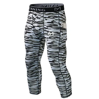 Abbildung von MEETYOO Men&#039;s Kompressionshose Herren, Blaue Camo, XXL