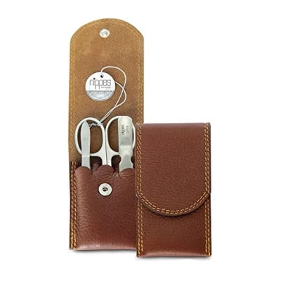 Abbildung von Nippes Solingen Maniküre Etui Set CLASSIC, rostfreie Instrumente, komplett Rindleder, 3 tlg.