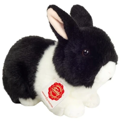Abbildung von Teddy Hermann® Kuscheltier Hase, 23 cm, schwarz/weiß, zum Teil aus recyceltem Material