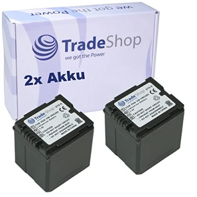 Abbildung von Trade Shop 2X Kamera Li Ion Akku 2800mAh kompatibel mit Panasonic VDR D210 D220 D230 D250 D300 D310 D400 D 50 160 210 220