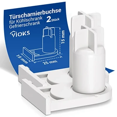 Abbildung von VIOKS SET 2x Türscharnierbuchse Ersatz für Bosch 00169301/169301 / 05384490/5384490 Buchse Kühlschrank Scharnier, Scharniere Kühlschranktür Gefrierschrank Tür
