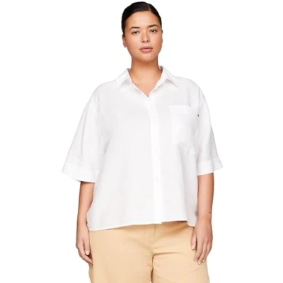 Abbildung von Tommy Hilfiger Curve Shirt Hemdbluse, Damen, Größe: 46, Optic white