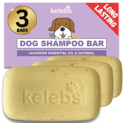 Abbildung von KELEBS hundeshampoo Sensitiv Fellpflege Hund welpen Beruhigende natürliche Hunde Shampoo Seifenstücke mit Lavendel Öl &amp; Haferflocken Vegan 3er Pack (Lavender)