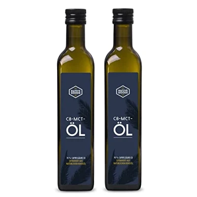 Abbildung von C8 MCT Öl BIO aus Kokosöl 1000 ml (2x 500 ml) 95% Caprylsäure geschmacksneutral ketogen native goods