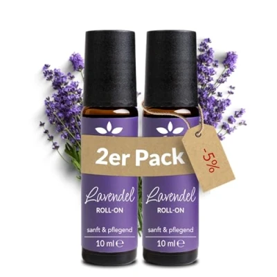 Abbildung von Heldengrün® BIO Roll On Lavendel [100% NATURREIN] Dermatologisch getestet 2 in 1: Duft &amp; Pflege Lavendelöl mit Jojoba Mandelöl Ideal am Abend x 10 ml