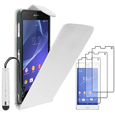 Abbildung von ebestStar kompatibel mit Sony Xperia Z3 Hülle D6603 Etui Klappe, PU Kunstleder Handyhülle Schutzhülle Case Cover + Mini Stift +3 Schutzfolies, Weiss [Phone: 146 x 72 7.3mm, 5.2&#039;&#039;]