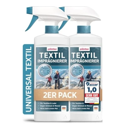 Abbildung von PLINTEX® 2x580ml Textil Imprägnierspray für Funkionstextilien ohne Baumwollanteil, Leder und Schuhe Nano Membran Imprägnierung Dermatologisch getestet &amp; atmungsaktiv