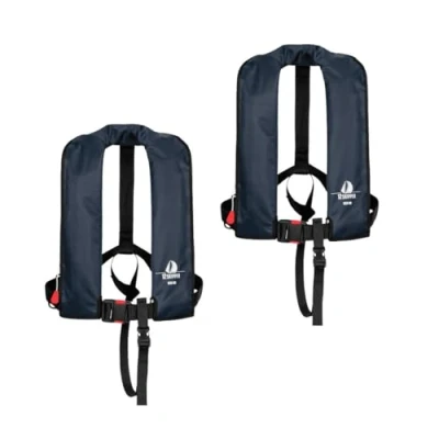 Abbildung von 12skipper 2er Set Automatik Rettungswesten 165N Classic ISO UML mit Waistbelt, Marineblau