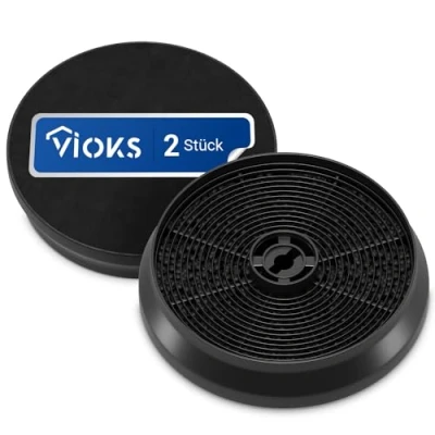 Abbildung von VIOKS 2x Aktivkohlefilter Dunstabzugshaube Filter Ersatz für Respekta MIZ2050 Beko 9179183012 Set 146mmØ Rund Abzugshaube Beko, Candy,