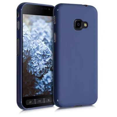 Abbildung von kwmobile Hülle kompatibel mit Samsung Galaxy Xcover 4 / 4S weiches TPU Silikon Case Cover geeignet für kabelloses Laden Heidelbeerblau
