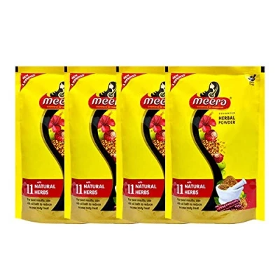 Abbildung von Meera Kräuter Haarwaschpulver Shikakai, Tulsi, Shampoo, 4 x 80 g = 320 g, Stück