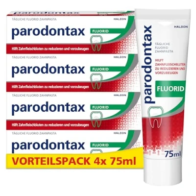 Abbildung von Parodontax Fluorid Zahnpasta, 4x75ml Zahncreme, hilft Zahnfleischbluten zu reduzieren und vorzubeugen