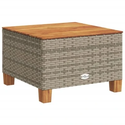 Abbildung von vidaXL Gartentisch Grau 55x55x36 cm Poly Rattan Akazienholz (1 St)