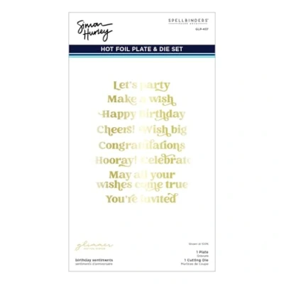 Abbildung von Spellbinders Birthday Sentiments Glimmer Hot Foil Plate &amp; Die Set (GLP 437)