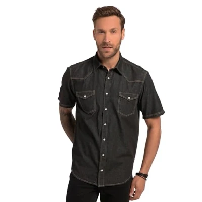Abbildung von JP1880 Businesshemd Jeanshemd Halbarm Kentkragen Modern Fit bis 8XL