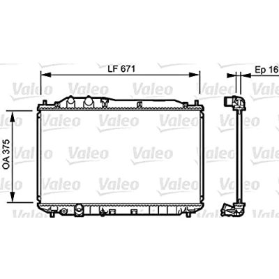 Abbildung von VALEO 735238 Kühler, Motorkühlung Aluminium 678 375 26 mit Kühlmittelregler Kühlrippen gelötet HONDA: CIVIC 8 Stufenheck