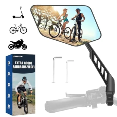 Abbildung von COICER Fahrradspiegel links mit extra großer Spiegelfläche 360 verstellbarer Fahrrad Spiegel für E Bike &amp; Scooter Lenker Rückspiegel kompatibel allen Modellen (links)