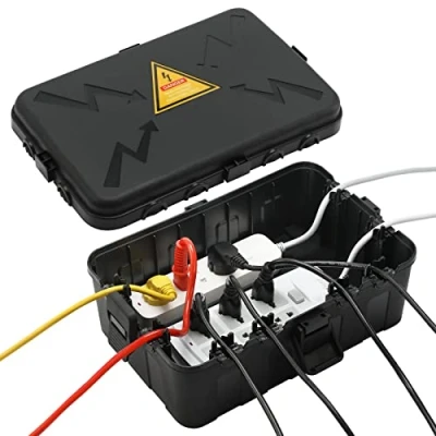 Abbildung von Außenbereich Elektrobox,IP54 Wasserdichte Outdoor Outlet Covers, Wetterfeste Verlängerungskabel Abdeckungen Schützen Steckdose, Timer,Plug,Holiday Light (32 x 22 13 cm) Schwarz