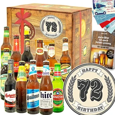 Abbildung von Geschenke zum 72. + Geschenk 12x Bier Welt 72 Geburtstag Mann