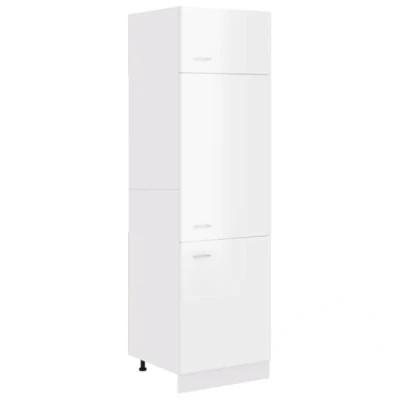 Abbildung von vidaXL Kühlumbauschrank mit 4 Regalböden Küche Hochschrank Küchenmöbel Küchenzeile Küchenschrank Schrank Hochglanz Weiß 60x57x207cm Holzwerkstoff