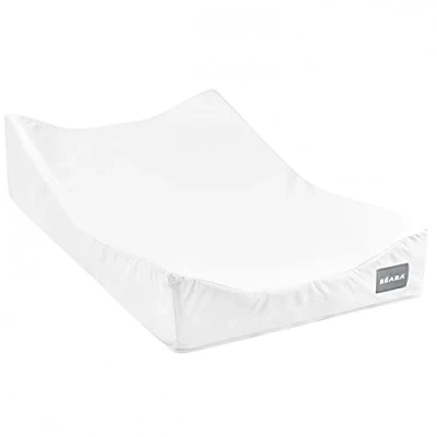 Abbildung von BÉABA, Wickelunterlage Sofalange, Geneigte Wickelauflage, Verringert Reflux, Langlebigkeit und Qualität, Oeko Tex zertifizierter Stoff, Made in France, Patentiertes Konzept, Weiß