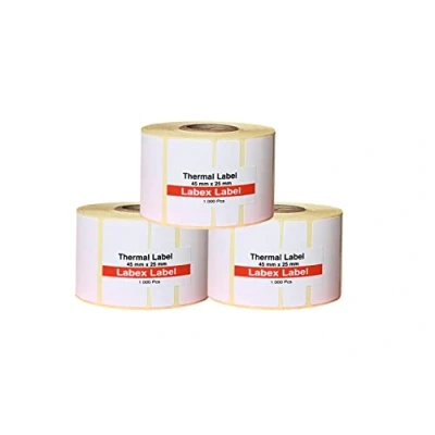 Abbildung von Labex label Thermodirekt Etiketten 45x25 mm Zebra Thermoetiketten auf rolle; 3 Role : 3.000 Thermo Thermodrucker Barcode/Adresse