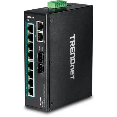 Abbildung von TRENDnet TI PG102 Switch unmanaged 8 x 10/100/1000 (PoE+) + 2 Combo Gigabit SFP DIN Schienenmontage, Wandmontage PoE+ (240 W) Gleichstromversorgung