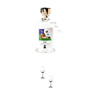 Abbildung von Sauerländer Heugeist 0,35 Liter + Nosing Gläser Kelchglas Bugatti mit Eichstrich 2cl und 4cl 2 Stück